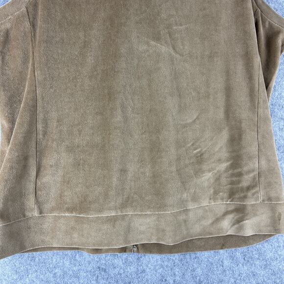 Quacker Factory Velour Vest Women XL Tan Rhinestone Bling Full Zip Quilted Artsy - Picture 13 of 14